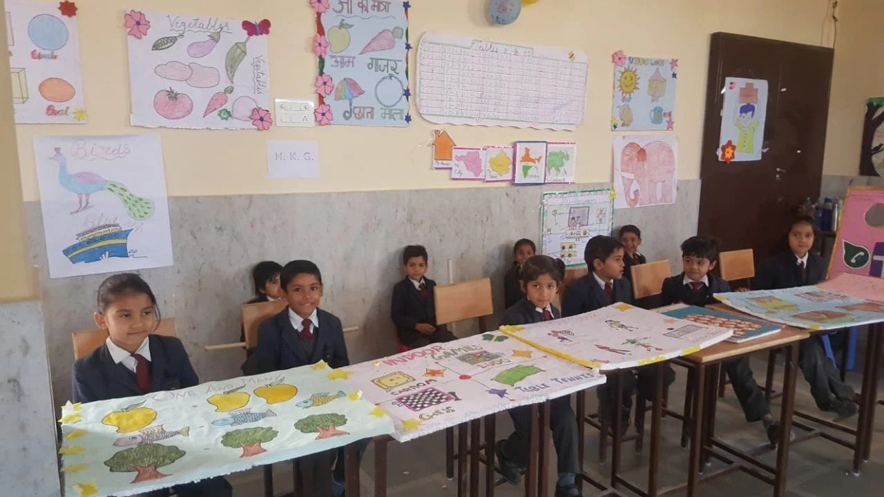 Students participating in educational activities at HanuJai High School, Jaipur